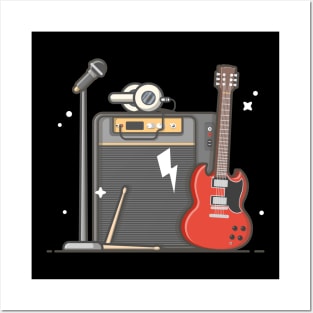 Music instrument cartoon Posters and Art